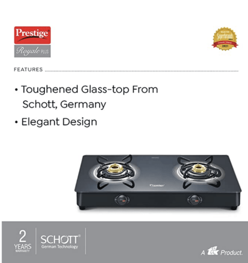 Prestige Gst Royale Plus Schott Glasstop Gt02, 2 burner, Manual, Black - Image 4